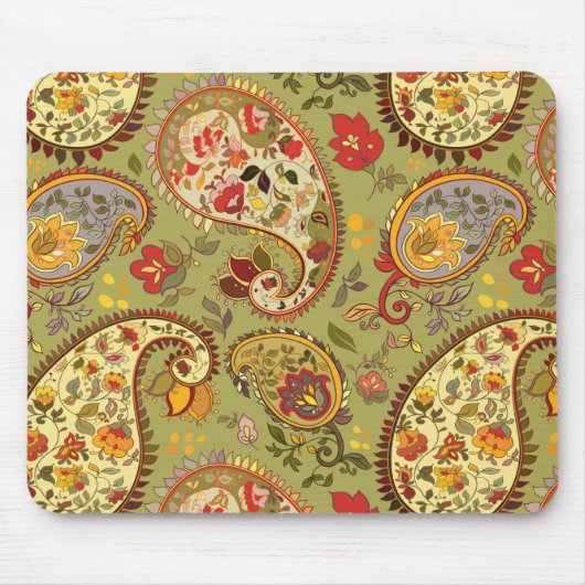 Legergroene florpaisley muismat (Voorkant)