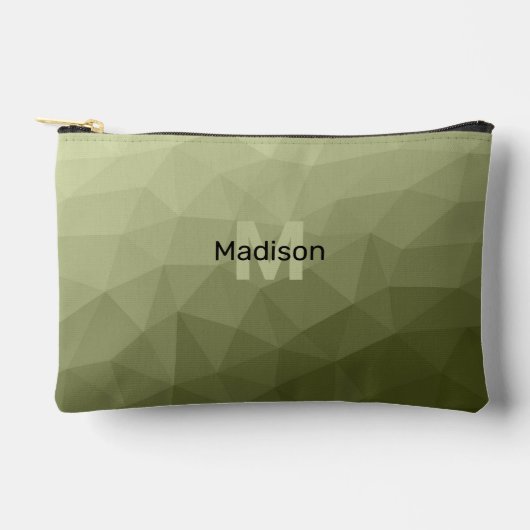 Legergroene geometrische mesh met monogram etui (Voorkant)