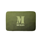 Legergroene olijf geometrisch meshpatroon Monogram Badmat (Voorkant)