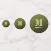Legergroene olijf geometrisch meshpatroon Monogram Confetti (Voorkanten)