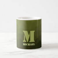 Legergroene olijf geometrisch meshpatroon Monogram