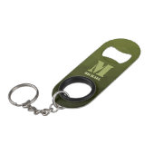 Legergroene olijf geometrisch meshpatroon Monogram Mini Flessenopener (Voorkant Gekanteld)