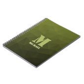 Legergroene olijf geometrisch meshpatroon Monogram Notitieboek (Linkerzijde)
