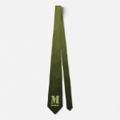 Legergroene olijf geometrisch meshpatroon Monogram Stropdas (Voorkant)