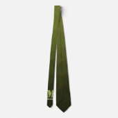 Legergroene olijf geometrisch meshpatroon Monogram Stropdas (Achterkant)