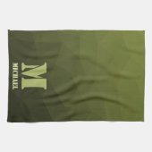 Legergroene olijf geometrisch meshpatroon Monogram Theedoek (Horizontaal)