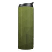 Legergroene olijf geometrisch meshpatroon Monogram Thermosbeker (Gedraaid links)