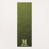 Legergroene olijf geometrisch meshpatroon Monogram Yogamat (Achterkant)