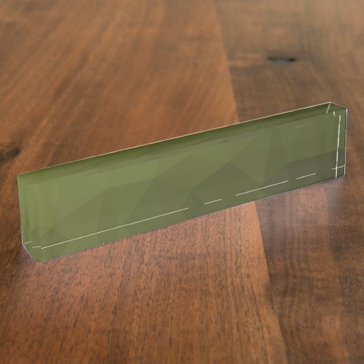 Legergroene olijf gradiënt geometrisch mesh patroo naambordje (Zijkant)