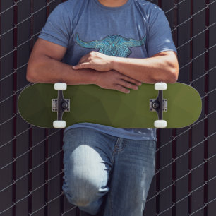 Legergroene olijf gradiënt geometrisch mesh patroo persoonlijk skateboard