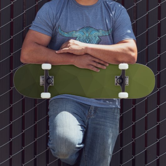 Legergroene olijf gradiënt geometrisch mesh patroo persoonlijk skateboard (Buiten 3)