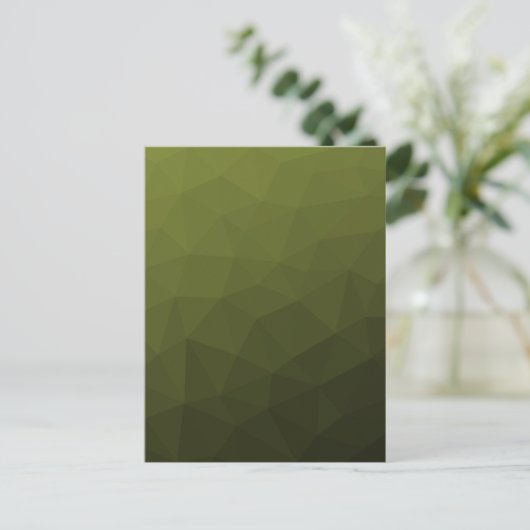 Legergroene olijfgradiënt geometrisch meshpatroon briefkaart (Staand voorkant)
