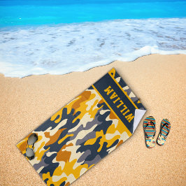Legergroene Oranje Naam Camo Strandhanddoek Strandlaken