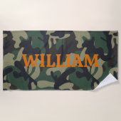 Legergroene Oranje naam Camo Strandlaken (Voorkant)