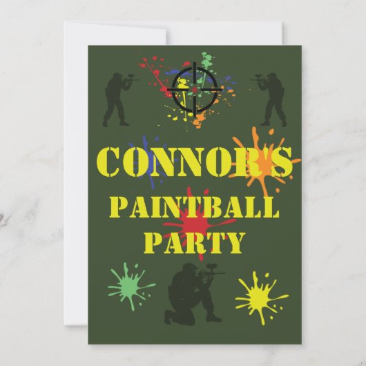 Legergroene Paintball Feest Kaart (Achterkant)