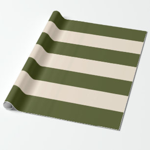 Legergroene Strepen Cadeaupapier