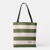 Legergroene Strepen Tote Bag (Achterkant)