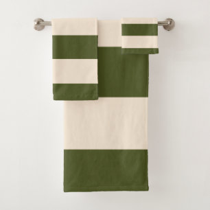 Legergroene stripes bad handdoek