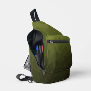 Legergroene verloop geometrisch meshpatroon sling bag
