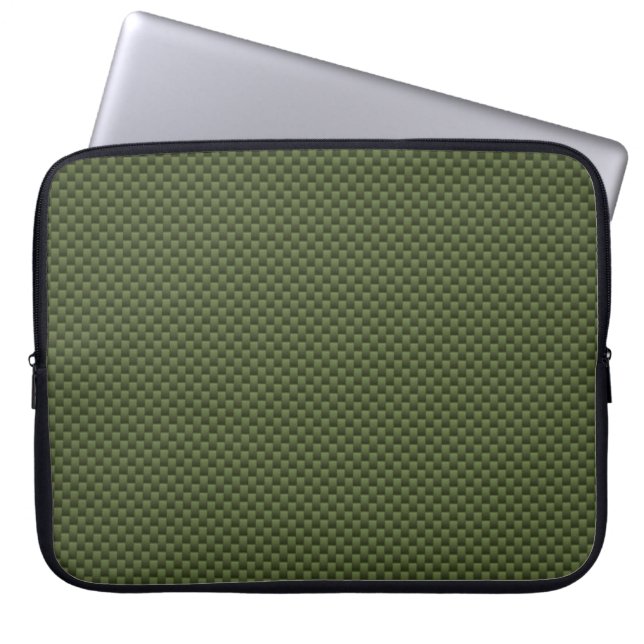 Legergroenkoolstofvezel — Afdruk Laptop Sleeve (Voorkant)