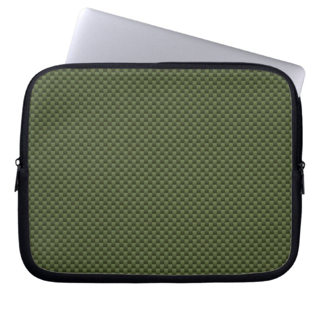 Legergroenkoolstofvezel — Afdruk Laptop Sleeve (Voorkant)