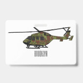 Legerhelikopter cartoon illustratie badge (Achterkant)