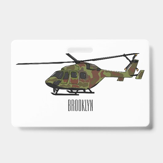 Legerhelikopter cartoon illustratie badge (Voorzijde)