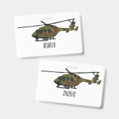 Legerhelikopter cartoon illustratie badge (Voor- en achterkant)