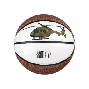 Legerhelikopter cartoon illustratie basketbal
