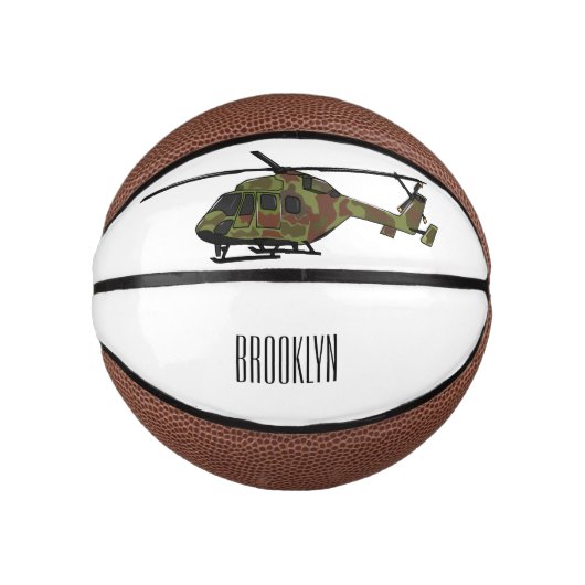 Legerhelikopter cartoon illustratie basketbal (Voorkant)