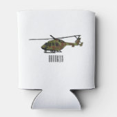 Legerhelikopter cartoon illustratie blikjeskoeler (Achterkant)