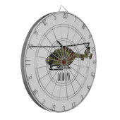 Legerhelikopter cartoon illustratie dartbord (Voorkant Links)