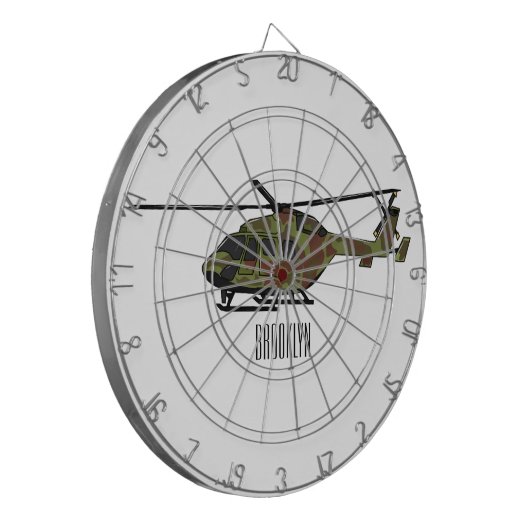 Legerhelikopter cartoon illustratie dartbord (Voorkant Links)