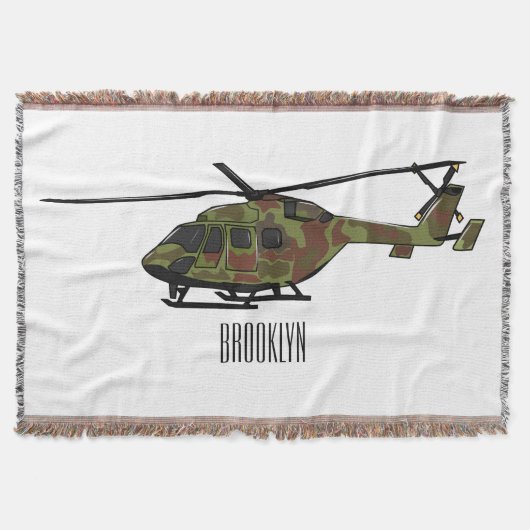 Legerhelikopter cartoon illustratie deken (Voorkant)