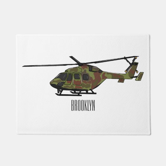 Legerhelikopter cartoon illustratie deurmat (Voorkant)