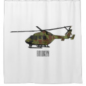 Legerhelikopter cartoon illustratie douchegordijn (Voorkant)