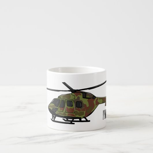 Legerhelikopter cartoon illustratie espresso kop (Voorkant)