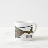 Legerhelikopter cartoon illustratie espresso kop (Voorkant rechts)