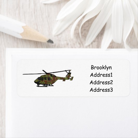 Legerhelikopter cartoon illustratie etiket (Insitu)