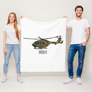 Legerhelikopter cartoon illustratie fleece deken