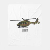 Legerhelikopter cartoon illustratie fleece deken (Voorkant)