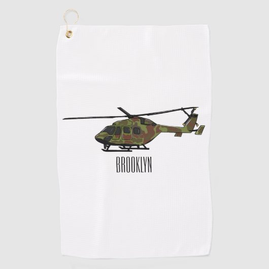 Legerhelikopter cartoon illustratie golfhanddoek (Voorkant)