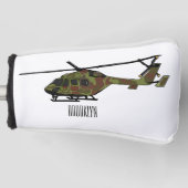 Legerhelikopter cartoon illustratie golfheadcover (Voorkant)
