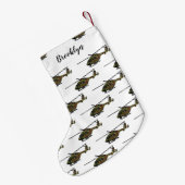 Legerhelikopter cartoon illustratie kleine kerstsok (Achterkant (Hangend))