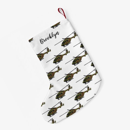 Legerhelikopter cartoon illustratie kleine kerstsok (Achterkant (Hangend))