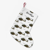 Legerhelikopter cartoon illustratie kleine kerstsok (Voorkant (Hangend))