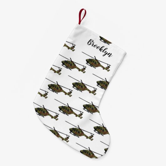 Legerhelikopter cartoon illustratie kleine kerstsok (Voorkant (Hangend))