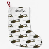 Legerhelikopter cartoon illustratie kleine kerstsok (Voorkant)