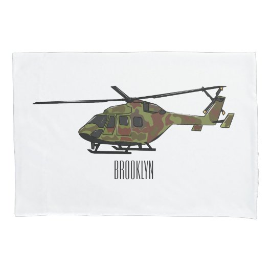 Legerhelikopter cartoon illustratie kussensloop (Voorkant)