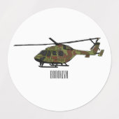 Legerhelikopter cartoon illustratie labels (Design 2)